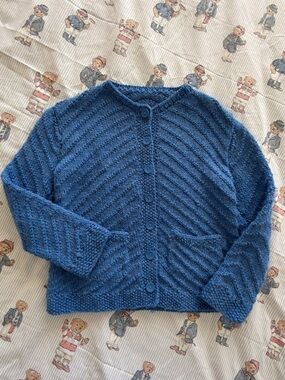 Vintage blue knit button cardigan